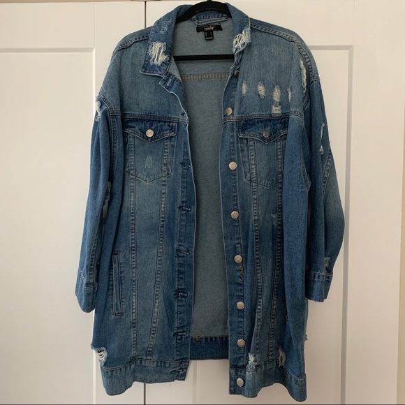 Long Ripped Denim Jacket - Picture 1 of 2